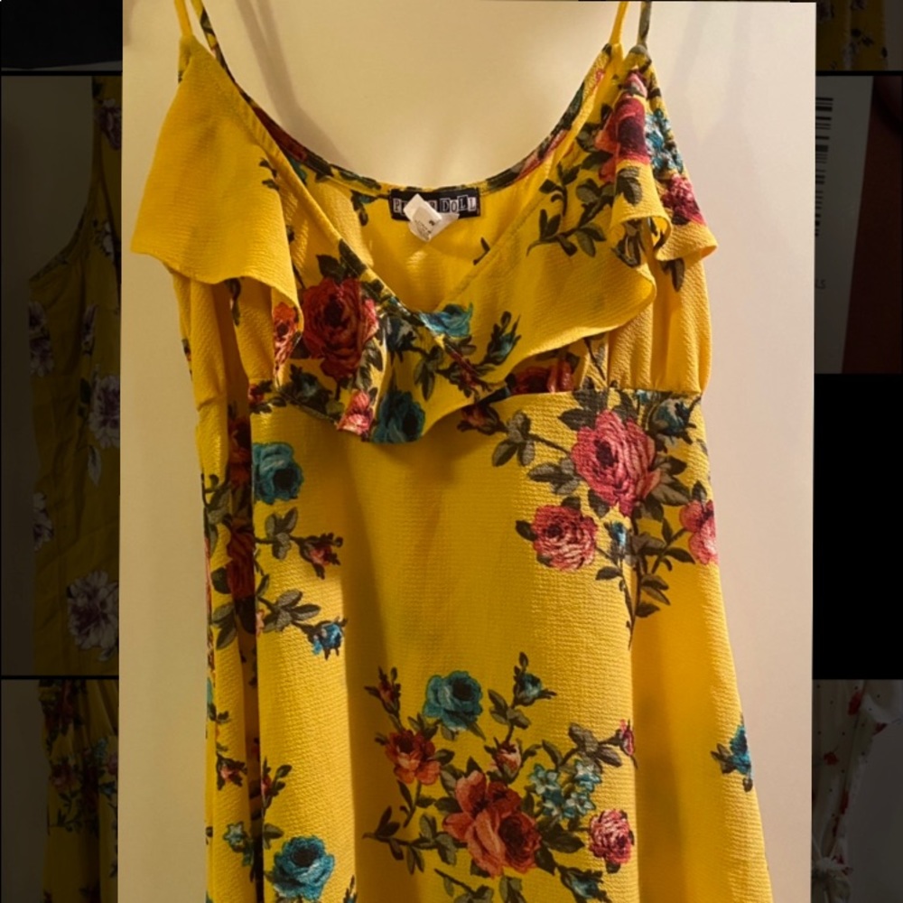 Spaghetti Strap Dress with Floral Design